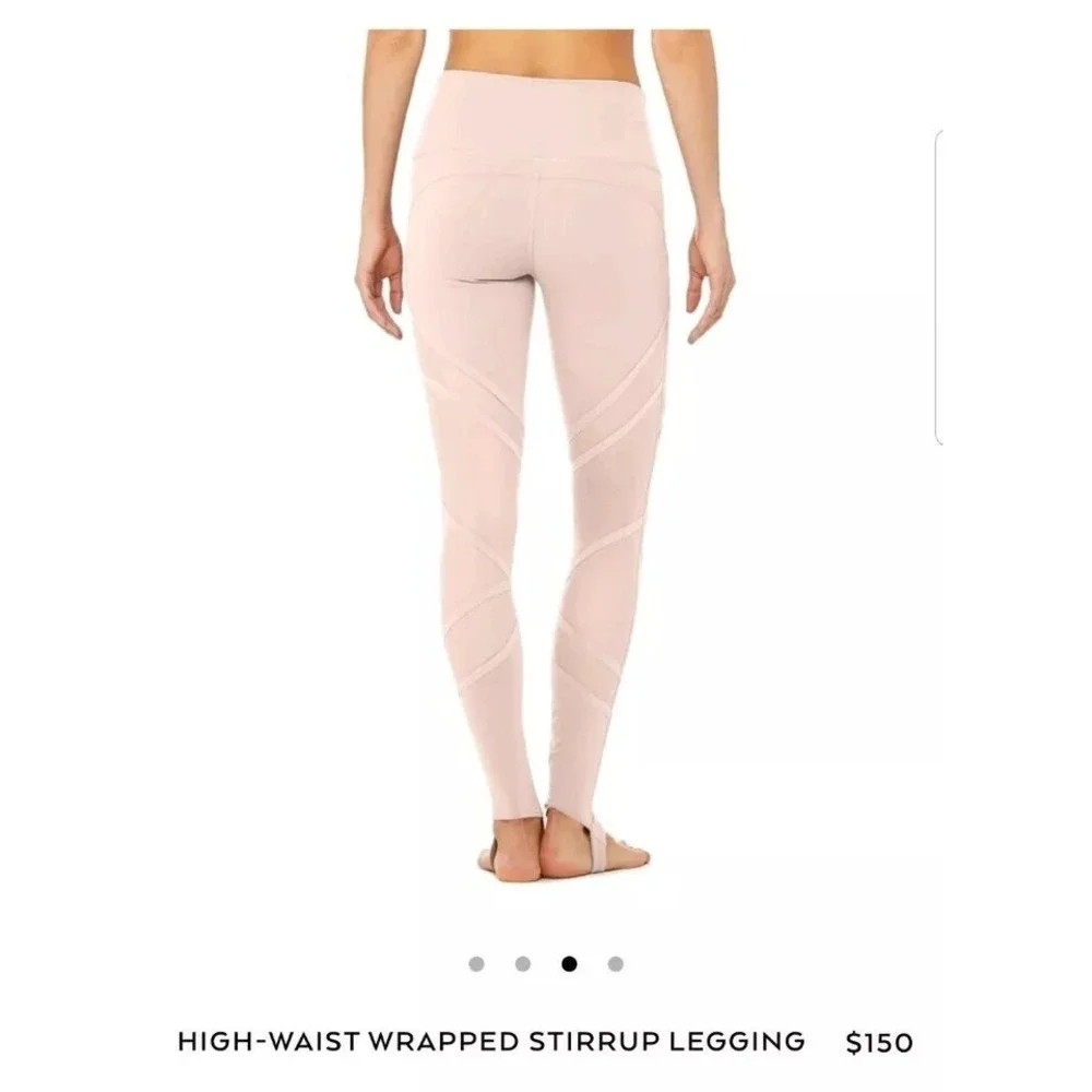 Alo Yoga‎ High Waist Wrapped Stirrup Legging Burgundy Mesh Cutout Womens S